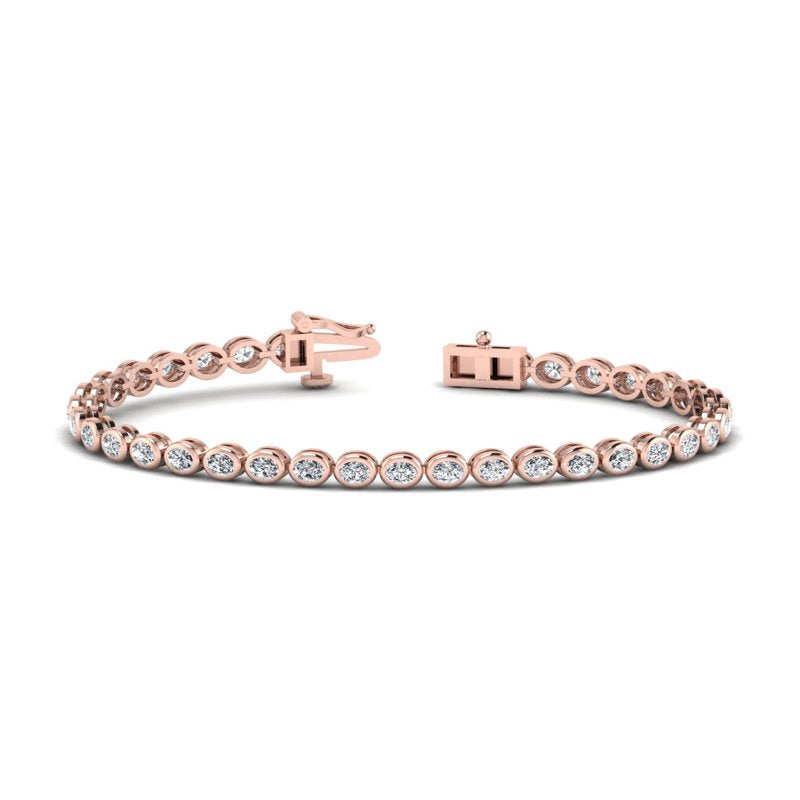 Rose Gold Airy Oval Bezel Bracelet (3-1/2ctw)