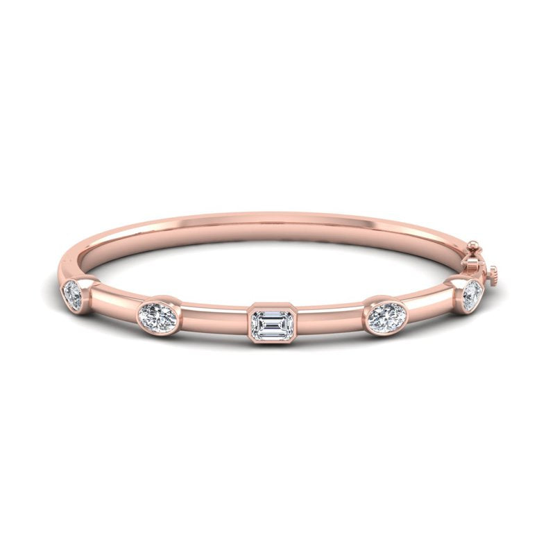 Rose Gold Bold Mix Shaped Bangle (3ctw)
