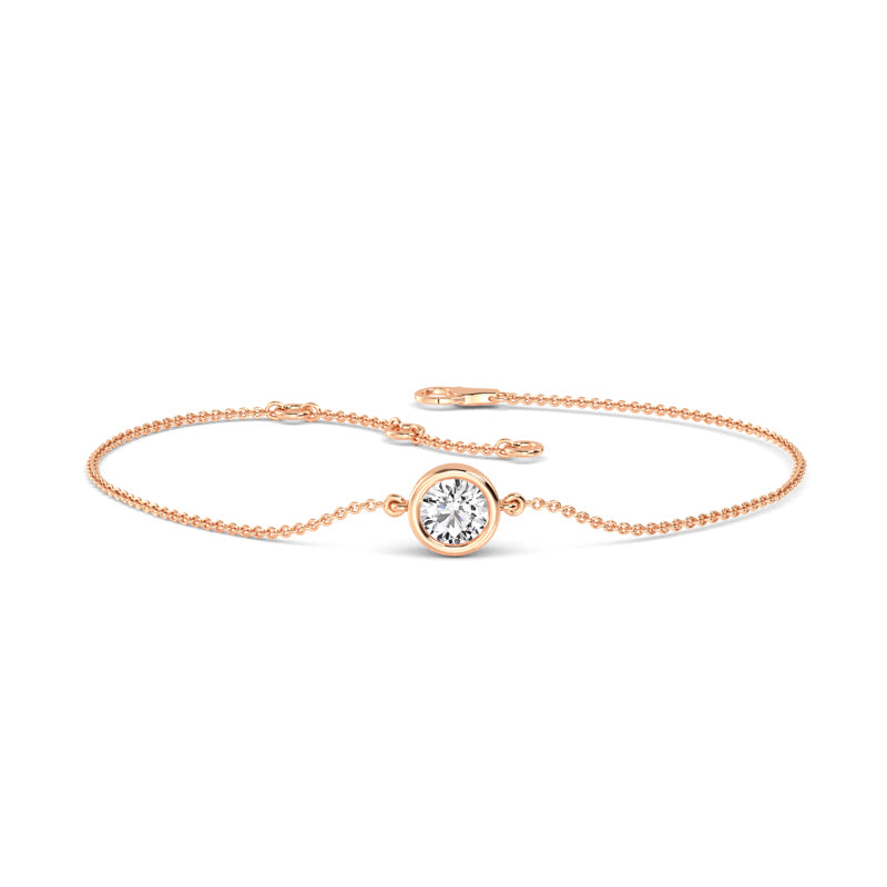 Rose Gold Classic Round Bezel Adjustable Lab Grown Diamond Bracelet (1/2ct)