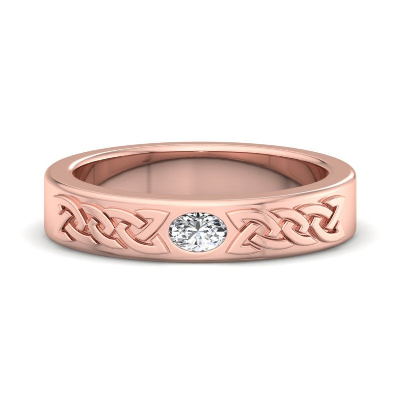 Rose Gold Celtic Ember Oval Band