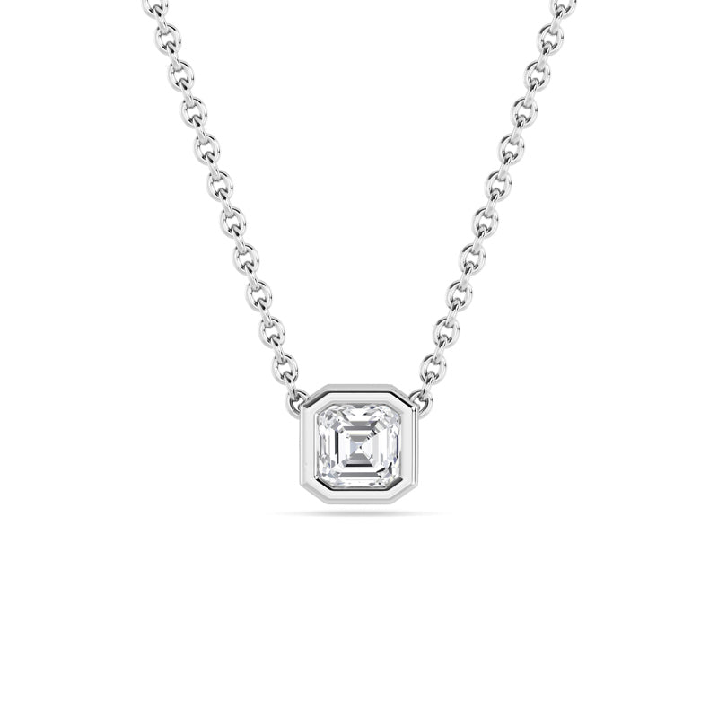Sterling Silver Asscher 1/4ct Lab Grown Diamond Bezel Solitaire Pendant