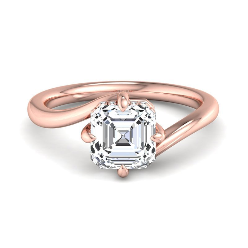 Rose Gold Lainey Hidden Solitaire & 1ct Asscher Lab Grown Diamond Center