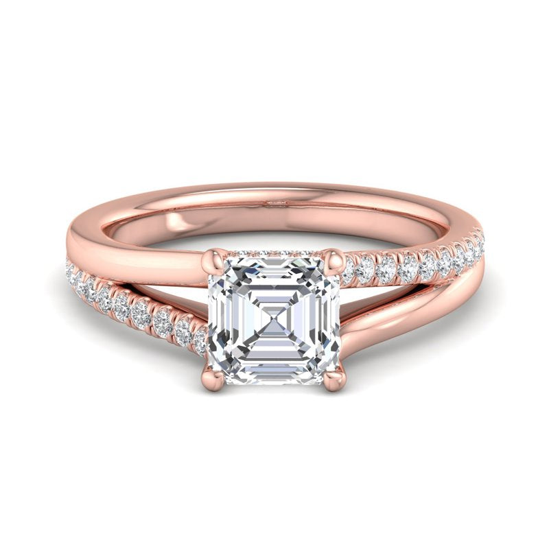 Rose Gold Kali East West & 1ct Asscher Lab Grown Diamond Center