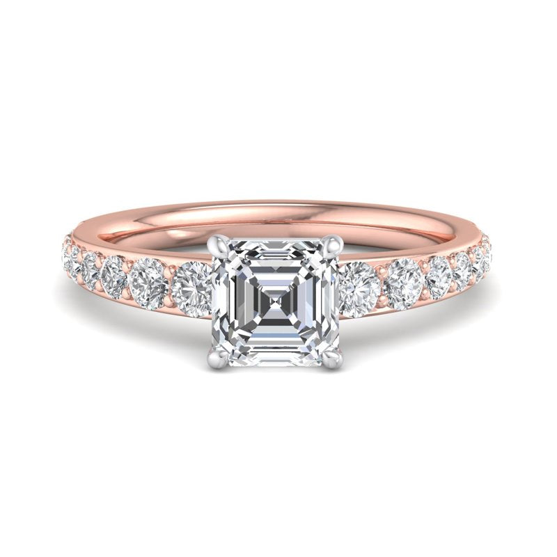 Rose Gold Classic Hazel Tapered (1/2ctw) & 1ct Asscher Lab Grown Diamond Center