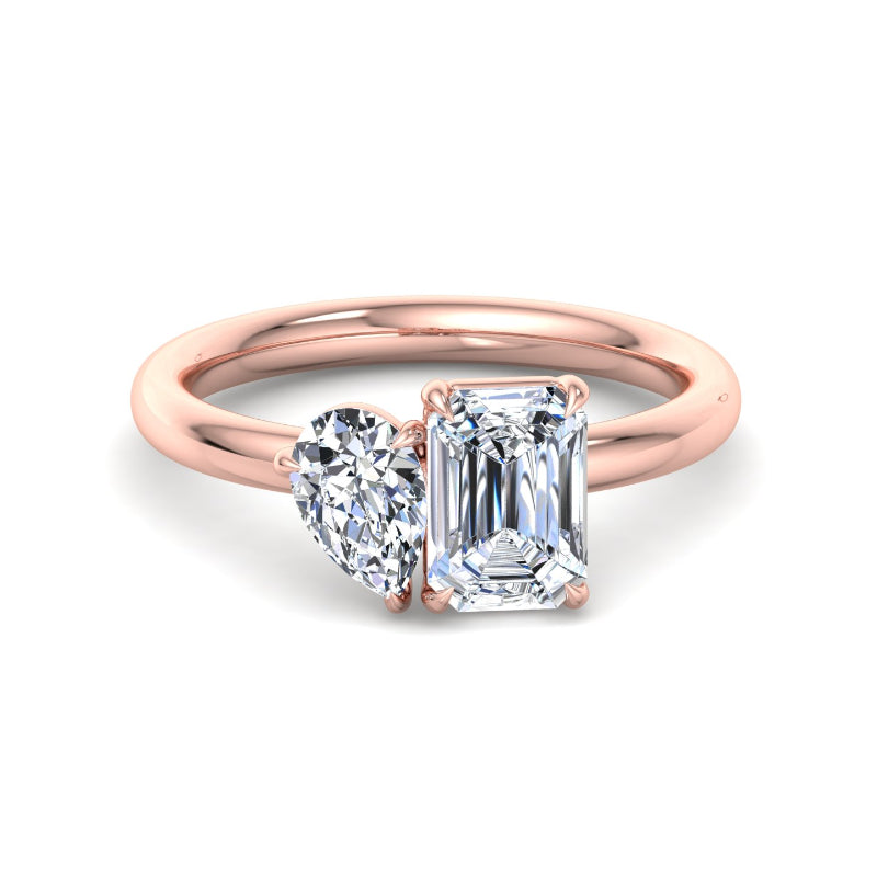 Platinum Toi et Moi (2ctw) & Emerald Lab Grown Diamond Center